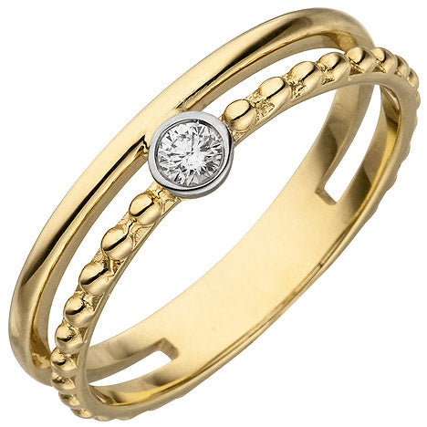 Damen Ring 2-reihig 585 Gold Gelbgold 1 Diamant Brillant 0 07ct. Diamantring - 60 Unkategorisiert online kaufen