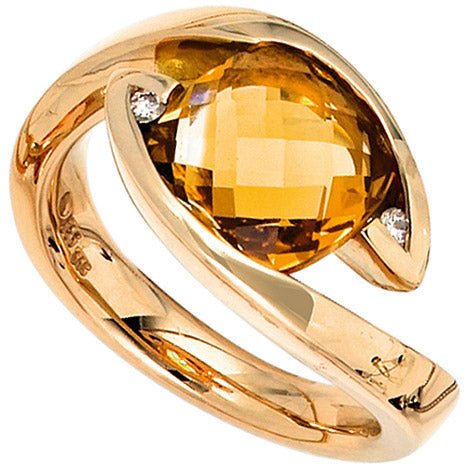 Damen Ring 585 Gold Gelbgold 1 Citrin orange 2 Diamanten Brillanten Goldring - 58 Unkategorisiert online kaufen