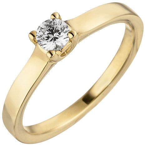 Damen Ring 585 Gold Gelbgold 1 Diamant Brillant 0 15 ct. Diamantring Solitär - 52 Unkategorisiert online kaufen