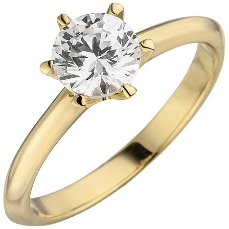 Damen Ring 585 Gold Gelbgold 1 Diamant Brillant 1 0 ct. Diamantring Solitär - 50 Unkategorisiert online kaufen