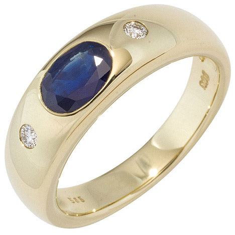 Damen Ring 585 Gold Gelbgold 1 Safir blau 2 Diamanten Brillanten Goldring - 58 Unkategorisiert online kaufen