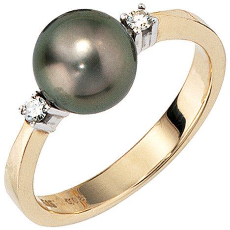 Damen Ring 585 Gold Gelbgold 2 Diamanten Brillanten 1 Tahiti Perle Perlenring - 50 Unkategorisiert online kaufen