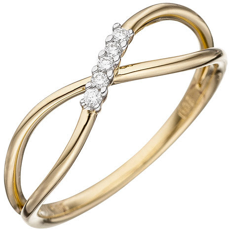Damen Ring 585 Gold Gelbgold 5 Diamanten Brillanten Goldring Diamantring - 50 Unkategorisiert online kaufen