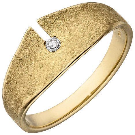 Damen Ring 585 Gold Gelbgold eismatt 1 Diamant Brillant 0 04ct. Diamantring - 58 Unkategorisiert online kaufen