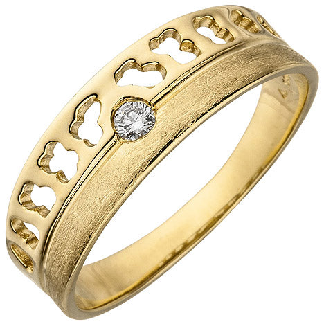 Damen Ring 585 Gold Gelbgold eismatt 1 Diamant Brillant 0 05ct. Diamantring - 56 Unkategorisiert online kaufen