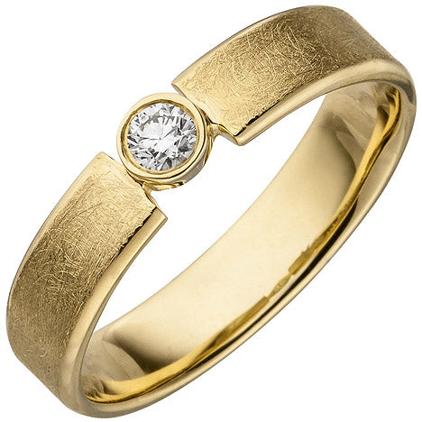 Damen Ring 585 Gold Gelbgold eismatt 1 Diamant Brillant 0 10ct. Diamantring - 60 Unkategorisiert online kaufen