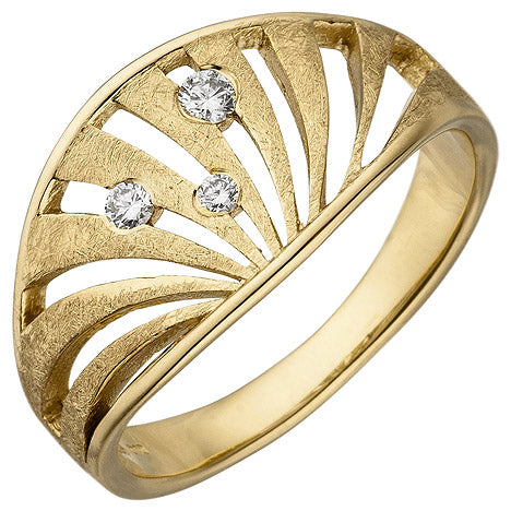Damen Ring 585 Gold Gelbgold eismatt 3 Diamanten Brillanten Diamantring - 58 Unkategorisiert online kaufen