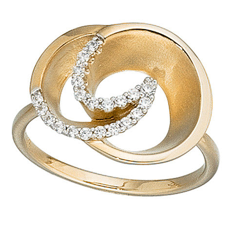 Damen Ring 585 Gold Gelbgold matt 21 Diamanten Brillanten Goldring Diamantring - 56 Unkategorisiert online kaufen
