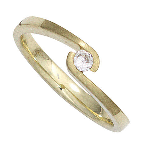 Damen Ring 585 Gold Gelbgold mattiert 1 Diamant Brillant 0 12ct. Goldring - 56 Unkategorisiert online kaufen