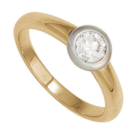Damen Ring 585 Gold Gelbgold Weißgold 1 Diamant Brillant 0 20ct. Goldring - 60 Unkategorisiert online kaufen