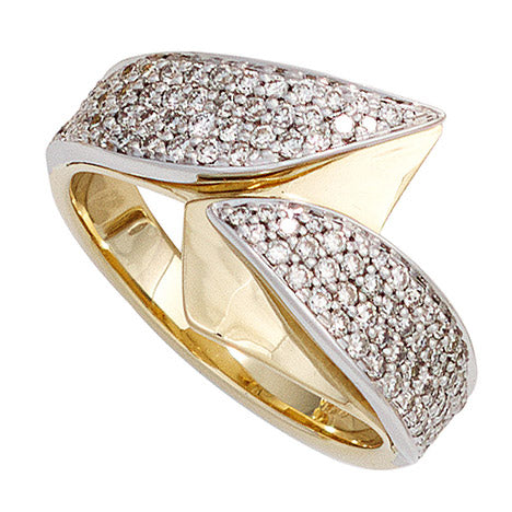 Damen Ring 585 Gold Gelbgold Weißgold 94 Diamanten Brillanten Goldring - 58 Unkategorisiert online kaufen