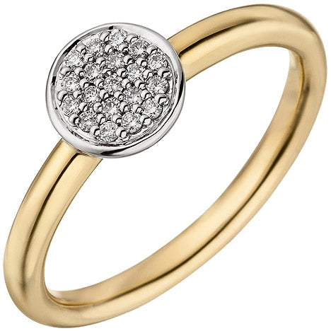 Damen Ring 585 Gold Gelbgold Weißgold bicolor 19 Diamanten Brillanten Goldring - 60 Unkategorisiert online kaufen