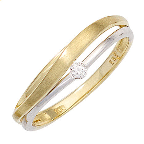Damen Ring 585 Gold Gelbgold Weißgold bicolor matt 1 Diamant Brillant Goldring - 52 Unkategorisiert online kaufen Damen Ring 585 Gold Gelbgold Weißgold bicolor matt 1 Diamant Brillant Goldring - 52 Unkategorisiert online kaufen