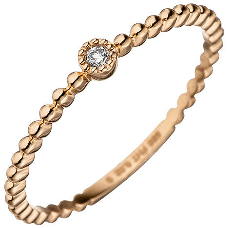 Damen Ring 585 Gold Rotgold 1 Diamant Brillant 0 02ct. Rotgoldring Diamantring - 52 Unkategorisiert online kaufen