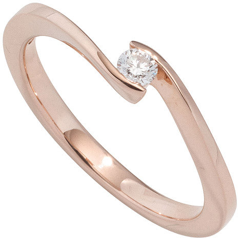 Damen Ring 585 Gold Rotgold 1 Diamant Brillant 0 10ct. Diamantring Goldring - 58 Unkategorisiert online kaufen