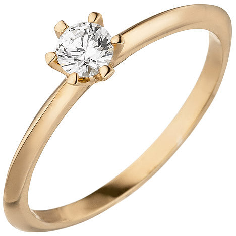 Damen Ring 585 Gold Rotgold 1 Diamant Brillant 0 25 ct. Diamantring Solitär - 52 Unkategorisiert online kaufen