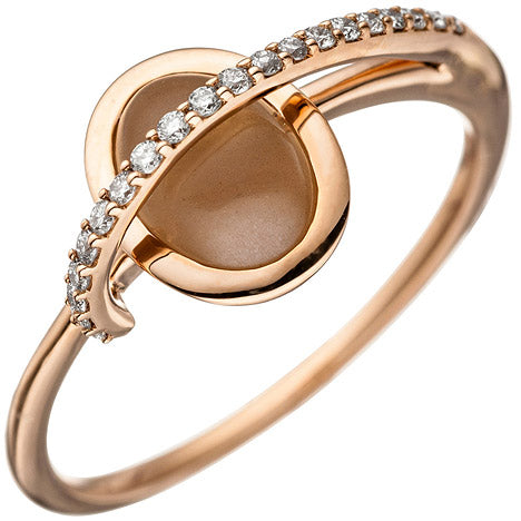 Damen Ring 585 Gold Rotgold 20 Diamanten Brillanten 1 Mondstein Rotgoldring - 56 Unkategorisiert online kaufen