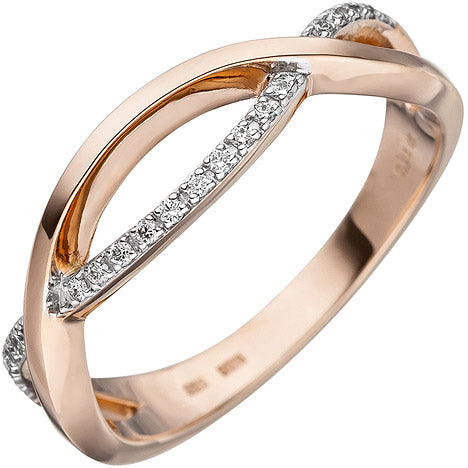 Damen Ring 585 Gold Rotgold 20 Diamanten Brillanten Diamantring - 60 Unkategorisiert online kaufen