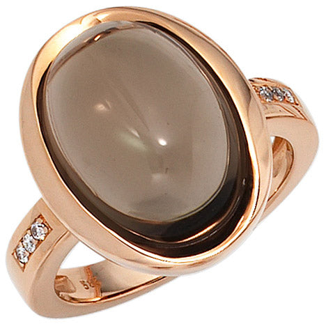Damen Ring 585 Gold Rotgold bicolor 1 Rauchquarz braun 6 Diamanten Brillanten - 54 Unkategorisiert online kaufen