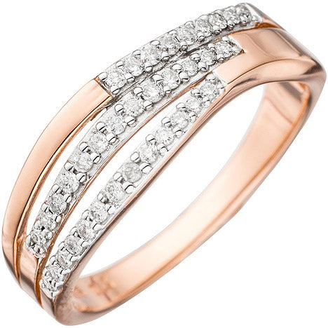 Damen Ring 585 Gold Rotgold bicolor 35 Diamanten Brillanten Goldring Diamantring - 56 Unkategorisiert online kaufen