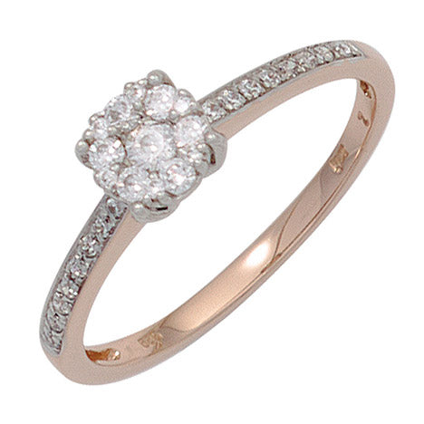 Damen Ring 585 Gold Rotgold Weißgold bicolor 29 Diamanten Brillanten - 60 Unkategorisiert online kaufen