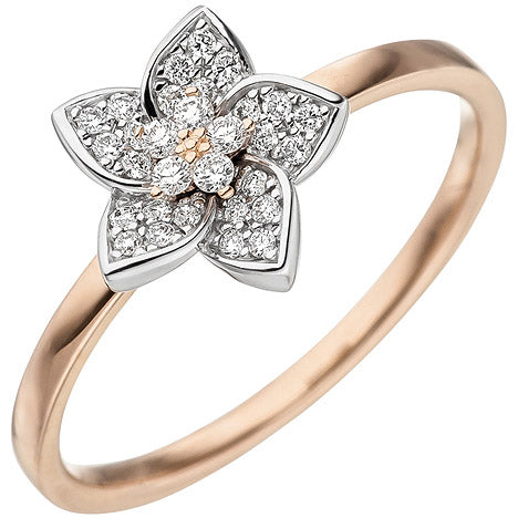 Damen Ring 585 Gold Rotgold Weißgold bicolor 30 Diamanten Brillanten Rotgoldring - 56 Unkategorisiert online kaufen