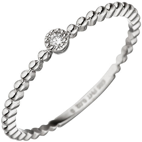 Damen Ring 585 Gold Weißgold 1 Diamant Brillant 0 02ct. Weißgoldring Diamantring - 52 Unkategorisiert online kaufen