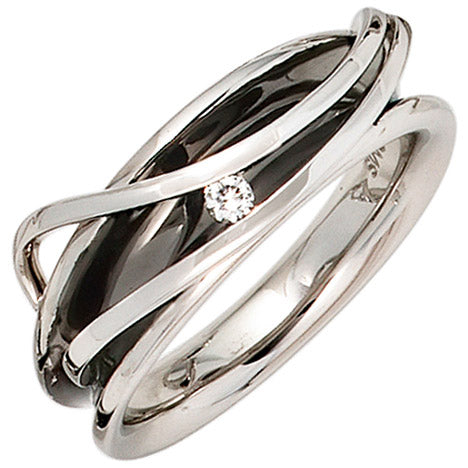 Damen Ring 585 Gold Weißgold 1 Diamant Brillant 0 04ct. Diamantring Goldring - 56 Unkategorisiert online kaufen