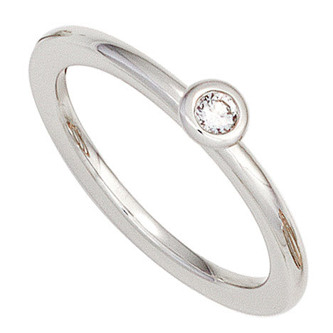 Damen Ring 585 Gold Weißgold 1 Diamant Brillant 0 07ct. Diamantring Weißgoldring - 52 Unkategorisiert online kaufen