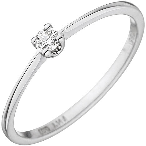 Damen Ring 585 Gold Weißgold 1 Diamant Brillant 0 07ct. Weißgoldring Diamantring - 50 Unkategorisiert online kaufen