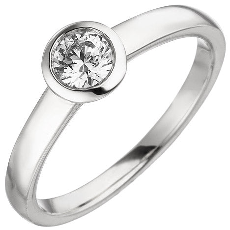 Damen Ring 585 Gold Weißgold 1 Diamant Brillant 0 15 ct. Diamantring Solitär - 52 Unkategorisiert online kaufen