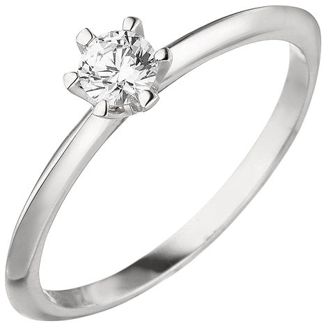 Damen Ring 585 Gold Weißgold 1 Diamant Brillant 0 25 ct. Diamantring Solitär - 56 Unkategorisiert online kaufen