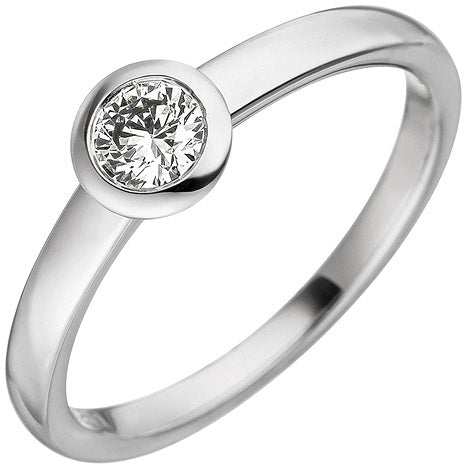 Damen Ring 585 Gold Weißgold 1 Diamant Brillant 0 25ct. Weißgoldring Diamantring - 60 Unkategorisiert online kaufen