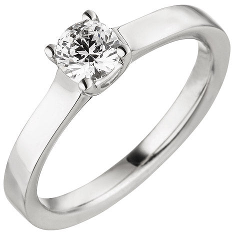 Damen Ring 585 Gold Weißgold 1 Diamant Brillant 0 50 ct. Diamantring Solitär - 52 Unkategorisiert online kaufen
