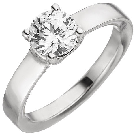 Damen Ring 585 Gold Weißgold 1 Diamant Brillant 1 0 ct. Diamantring Solitär - 52 Unkategorisiert online kaufen