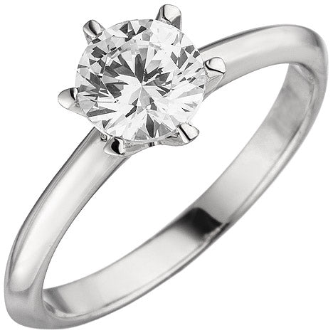 Damen Ring 585 Gold Weißgold 1 Diamant Brillant 1 0 ct. Diamantring Solitär - 60 Unkategorisiert online kaufen