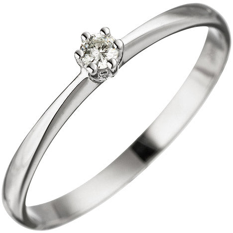 Damen Ring 585 Gold Weißgold 1 Diamant Brillant Weißgoldring Diamantring - 52 Unkategorisiert online kaufen
