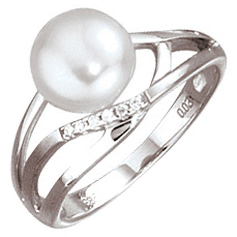 Damen Ring 585 Gold Weißgold 1 Süßwasser Perle 6 Diamanten Brillanten Goldring - 60 Unkategorisiert online kaufen