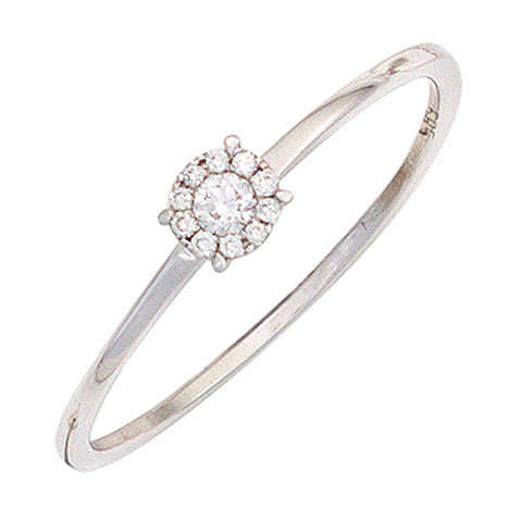 Damen Ring 585 Gold Weißgold 11 Diamanten Brillanten 0 09ct. Weißgoldring - 52 Unkategorisiert online kaufen