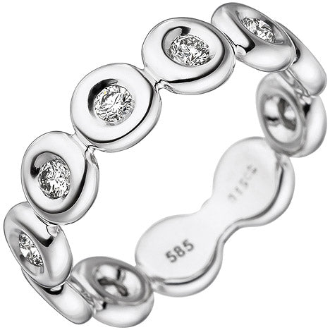 Damen Ring 585 Gold Weißgold 9 Diamanten Brillanten Weißgoldring Diamantring - 58 Unkategorisiert online kaufen