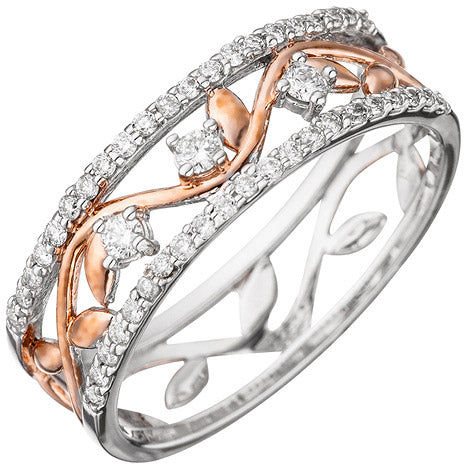 Damen Ring 585 Gold Weißgold bicolor gold vergoldet 45 Diamanten Brillanten - 56 Unkategorisiert online kaufen