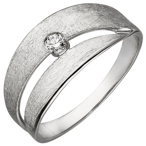 Damen Ring 585 Gold Weißgold eismatt 1 Diamant Brillant 0 09ct. Diamantring - 54 Unkategorisiert online kaufen