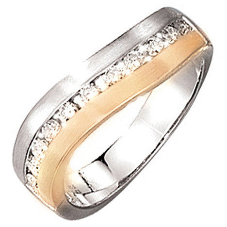 Damen Ring 585 Gold Weißgold Gelbgold bicolor matt 11 Diamanten Brillanten - 54 Unkategorisiert online kaufen Damen Ring 585 Gold Weißgold Gelbgold bicolor matt 11 Diamanten Brillanten - 54 Unkategorisiert online kaufen