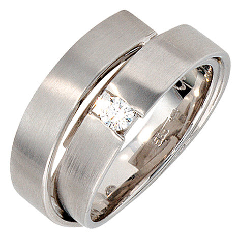 Damen Ring 585 Gold Weißgold matt 1 Diamant Brillant 0 12ct. Weißgoldring - 60 Unkategorisiert online kaufen