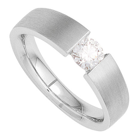 Damen Ring 585 Gold Weißgold mattiert 1 Diamant Brillant 0 20ct. Goldring - 50 Unkategorisiert online kaufen