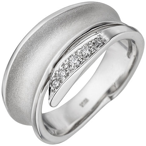 Damen Ring 585 Gold Weißgold teil matt 5 Diamanten Brillanten Diamantring - 56 Unkategorisiert online kaufen