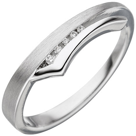 Damen Ring 585 Gold Weißgold teil matt 5 Diamanten Brillanten Weißgoldring - 56 Unkategorisiert online kaufen