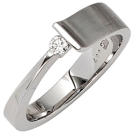 Damen Ring 585 Gold Weißgold teilmatt 1 Diamant Brillant 0 07ct. Weißgoldring - 58 Unkategorisiert online kaufen