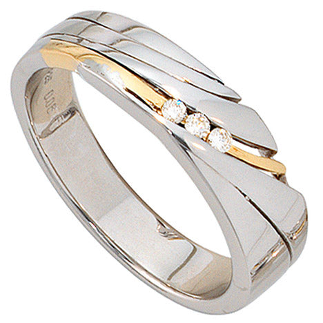 Damen Ring 925 Sterling Silber mit 585 Gold kombiniert 3 Diamanten Brillanten - 50 Unkategorisiert online kaufen Damen Ring 925 Sterling Silber mit 585 Gold kombiniert 3 Diamanten Brillanten - 50 Unkategorisiert online kaufen