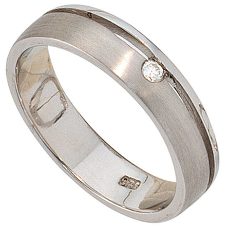Damen Ring 925 Sterling Silber rhodiniert mattiert 1 Diamant Brillant Silberring - 52 Unkategorisiert online kaufen